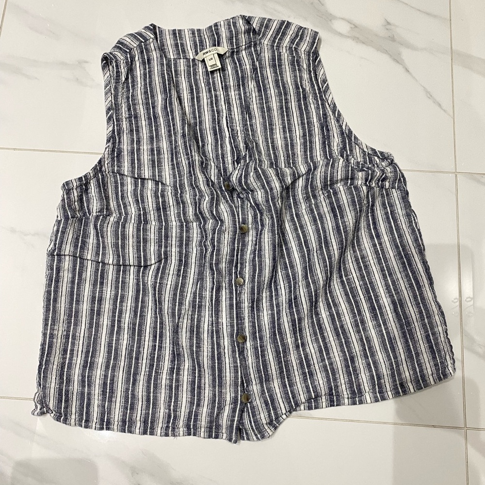 RW&CO. Blue and White Striped Top